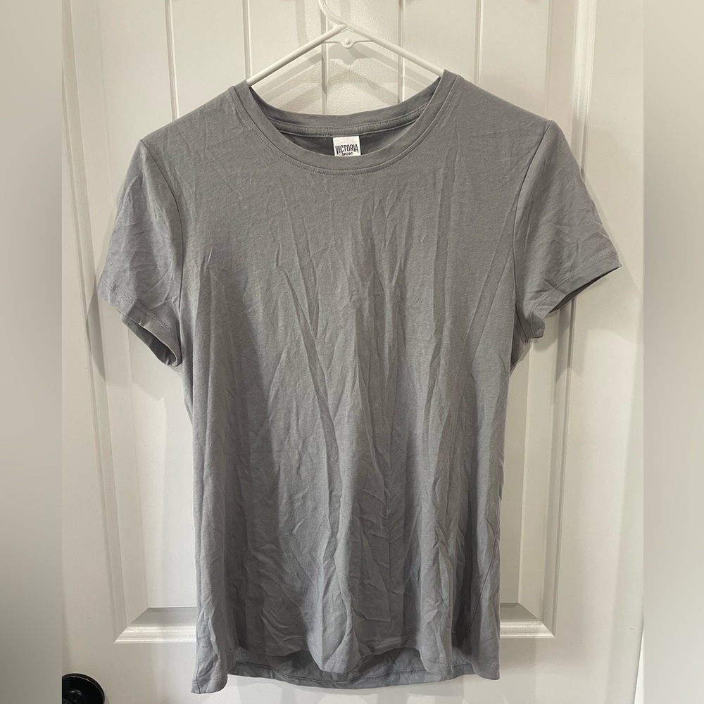 Victoria Secret Sport Womens size small short sleeve gray cut out shirt